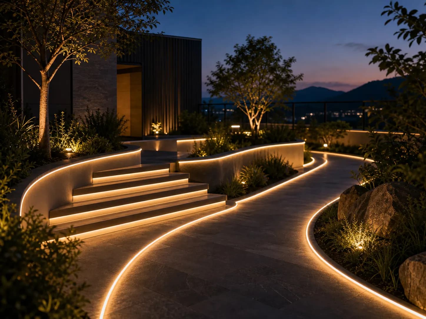 Outdoor Landscape Neon Contour