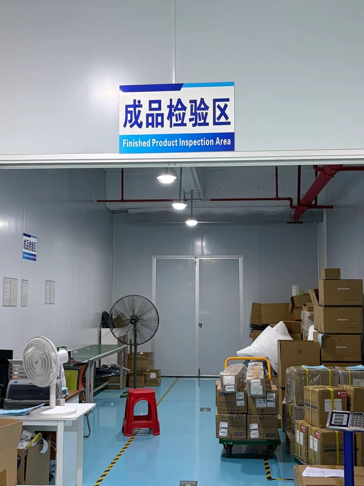 Finished product inspection area for LED strip light orders
