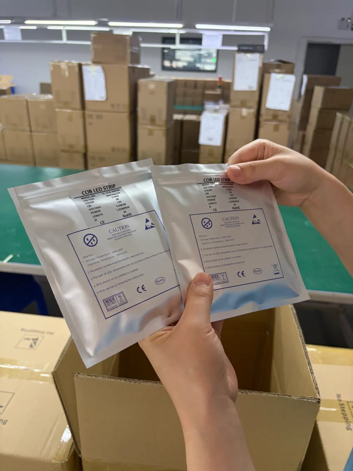 COB LED strip light packing label check before shipment