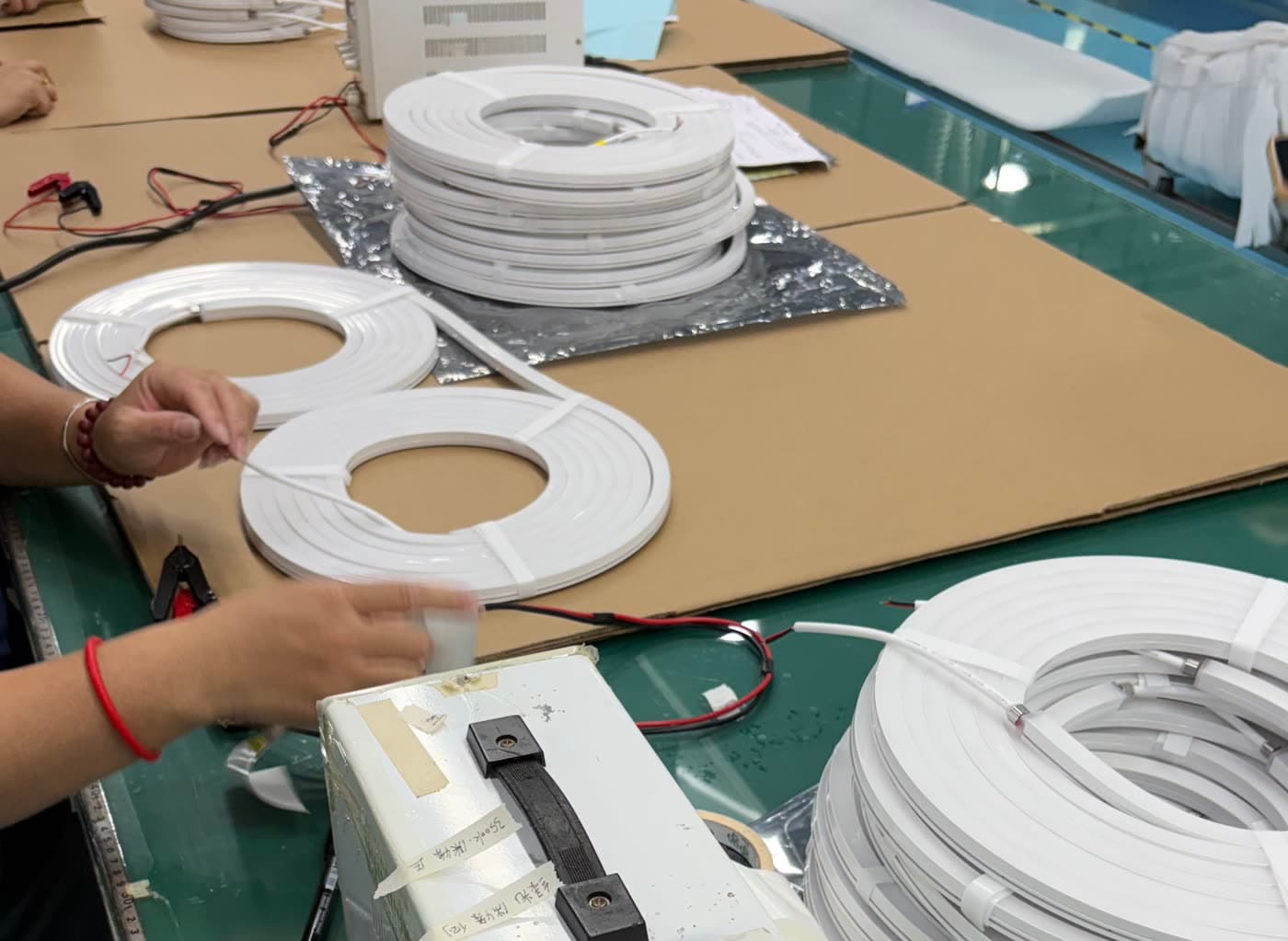 LED strip and neon flex packing inspection before export shipment