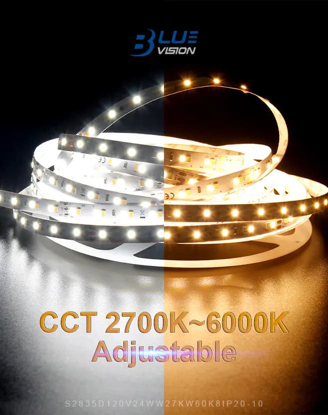 Tunable White LED Strip Light - 120 LEDs/m / 10mm / DC24V / 14.4w/meter