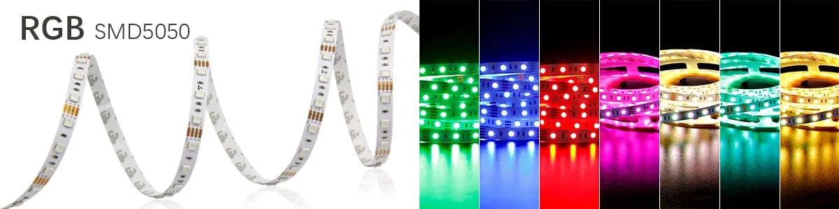 SMD5050 LED tape light - 60 LEDs/m / 10mm / DC12V / 14.4w/meter